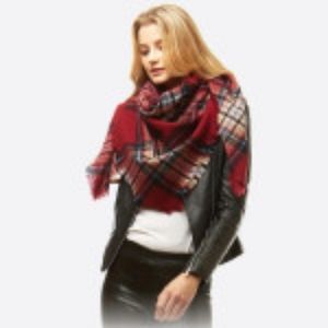 Plaid Blanket Scarf Black & Red
